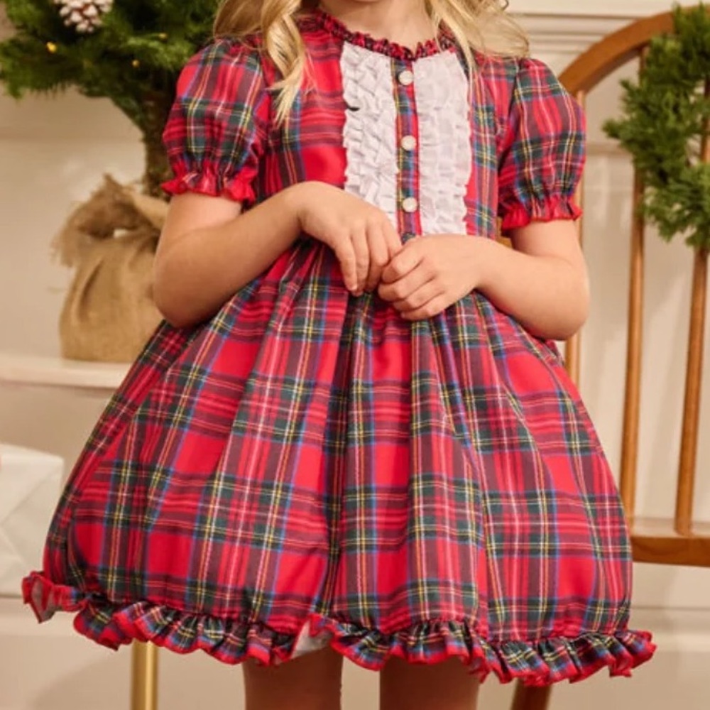 Red Christmas Plaid Girls' Dress 3T